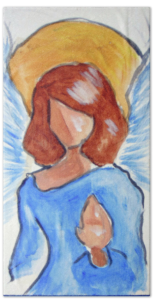 Bath Towel featuring the painting Blessing angel by Loretta Nash
