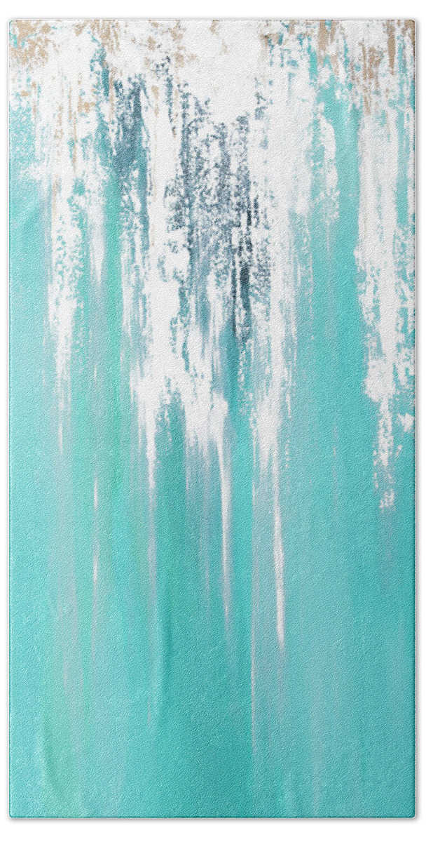 Metallic Bath Towel featuring the painting Blessings Flowing Like A Waterfall by Linda Bailey