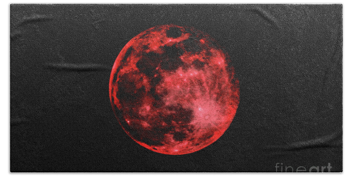 Moon Hand Towel featuring the photograph Blood Red Moonscape 3644B by Ricardos Creations