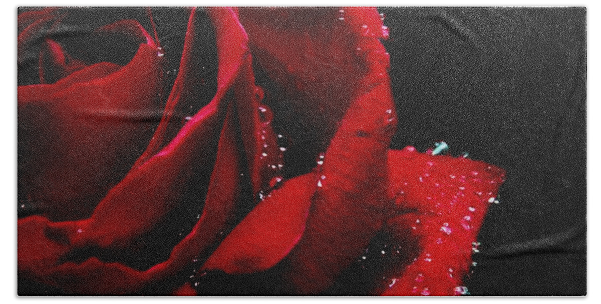 Rose Hand Towel featuring the digital art Blood Red Rose by Charmaine Zoe