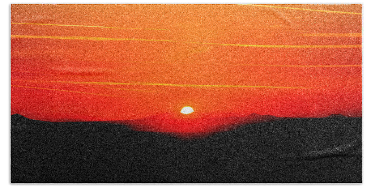 Los Angeles Hand Towel featuring the photograph Blood Red Sunset by Az Jackson
