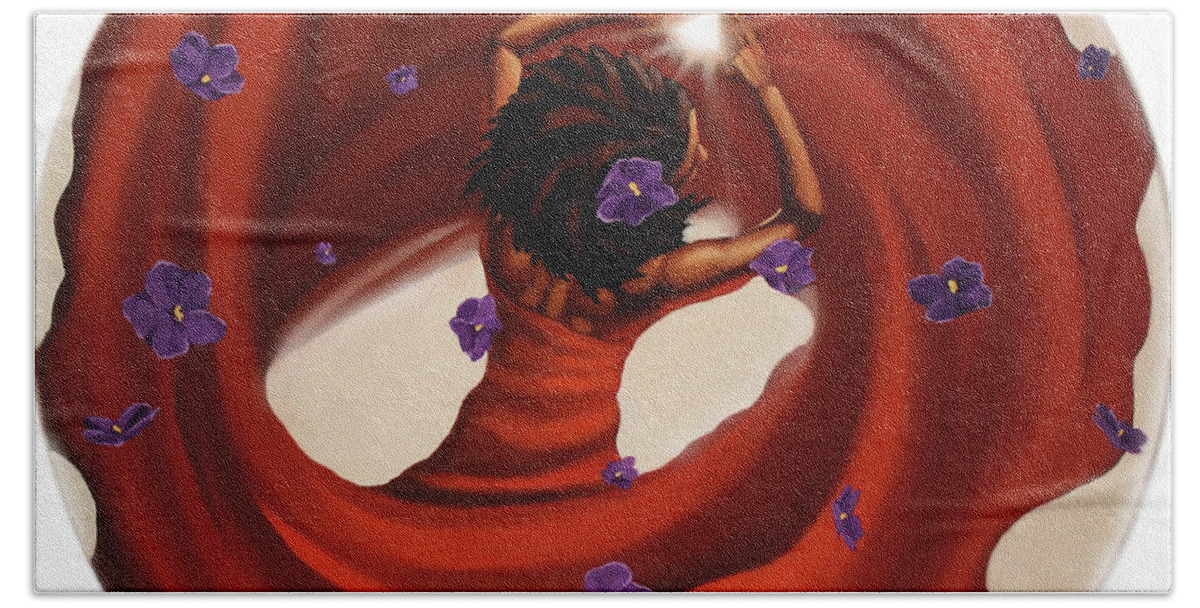 Delta Sigma Theta Hand Towel featuring the painting Blossom in this light by Jerome White