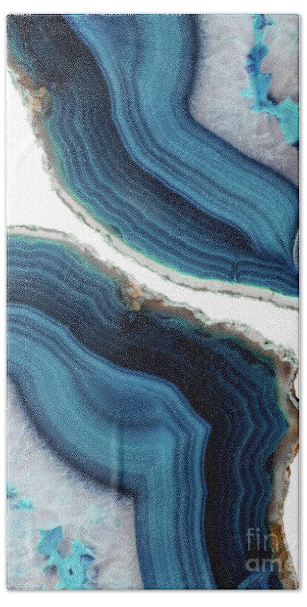 Blue Hand Towel featuring the mixed media Blue Agate by Emanuela Carratoni