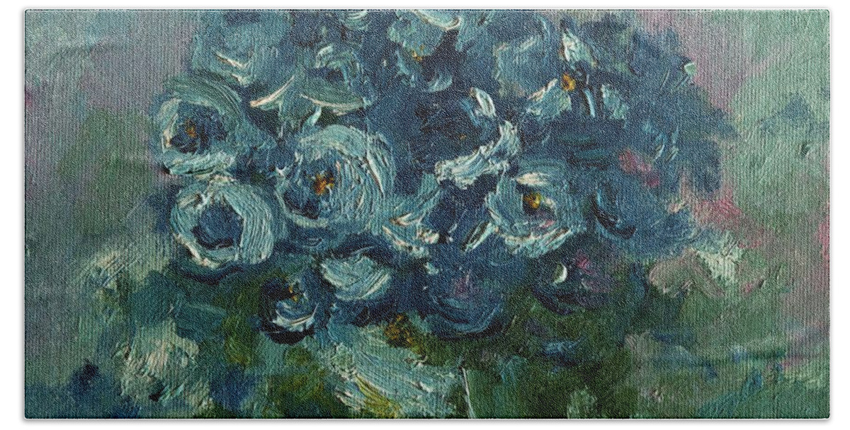 Blue Bath Towel featuring the painting Blue by Amalia Suruceanu