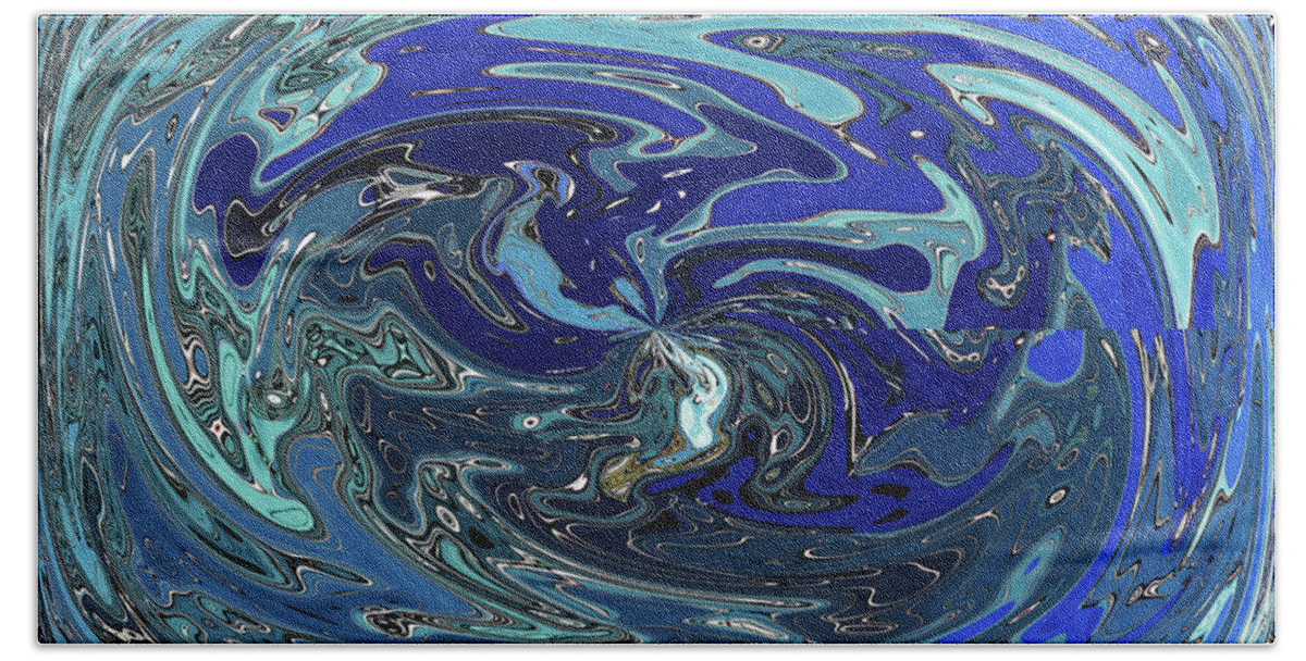 Blue Bird Abstract Bath Towel featuring the digital art Blue Bird Abstract by Tom Janca