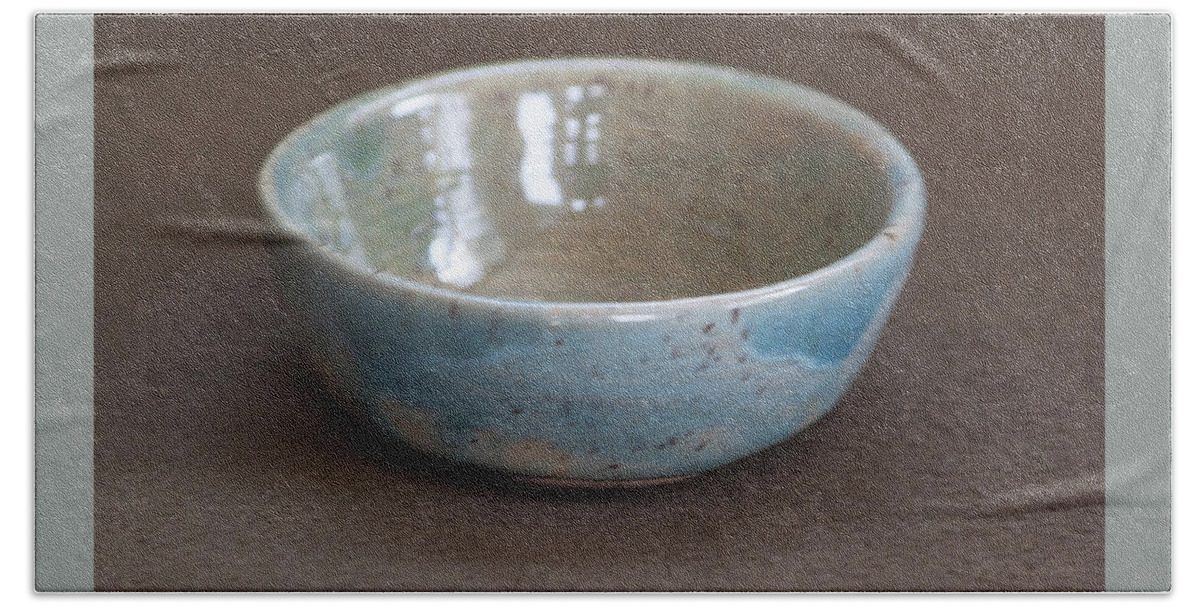 Ceramic Bath Towel featuring the ceramic art Blue Ceramic Drippy Bowl by Suzanne Gaff