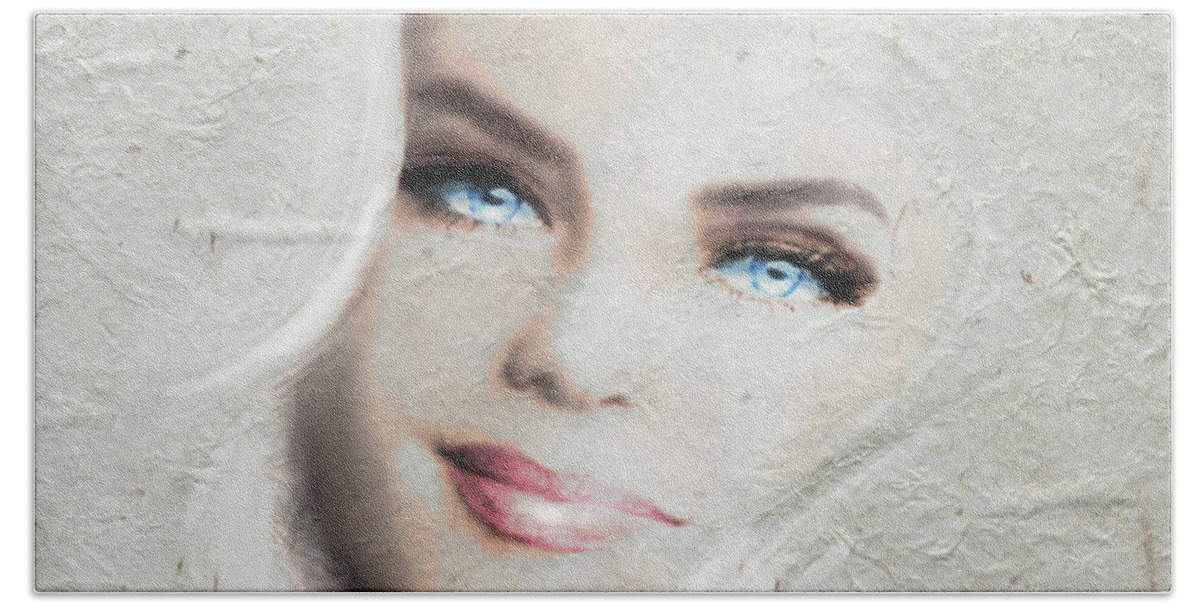 Woman Hand Towel featuring the painting Blue Eyes Blond by Angie Braun