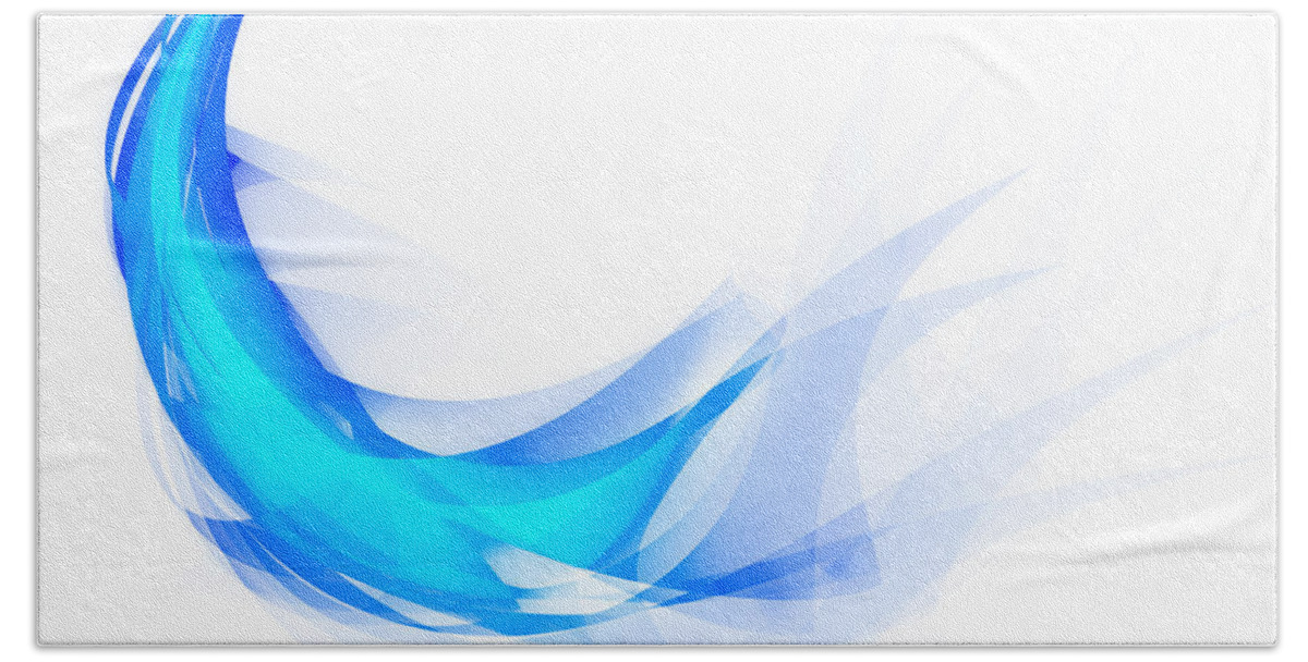 Abstract Hand Towel featuring the painting Blue Feather by Setsiri Silapasuwanchai
