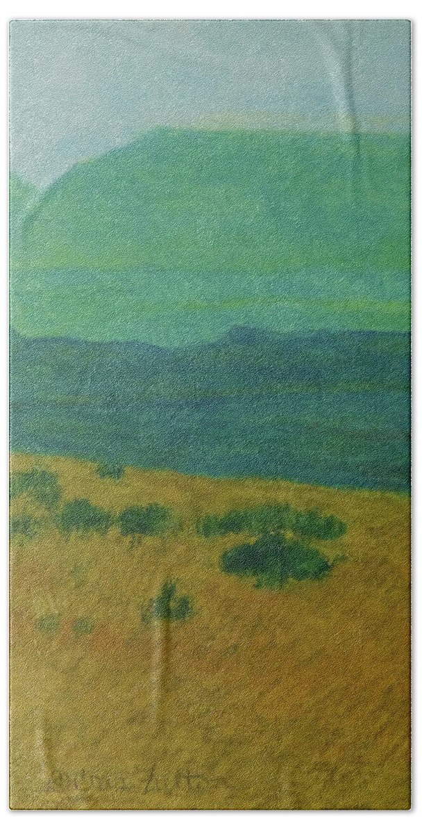 North Dakota Hand Towel featuring the painting Blue-Green Dakota Dream, 1 by Cris Fulton
