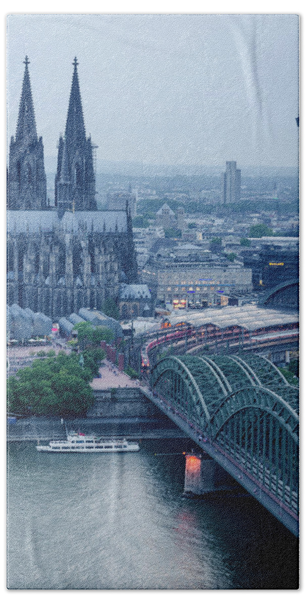 Cologne Bath Towel featuring the photograph Blue Hour over Cologne by Pablo Lopez