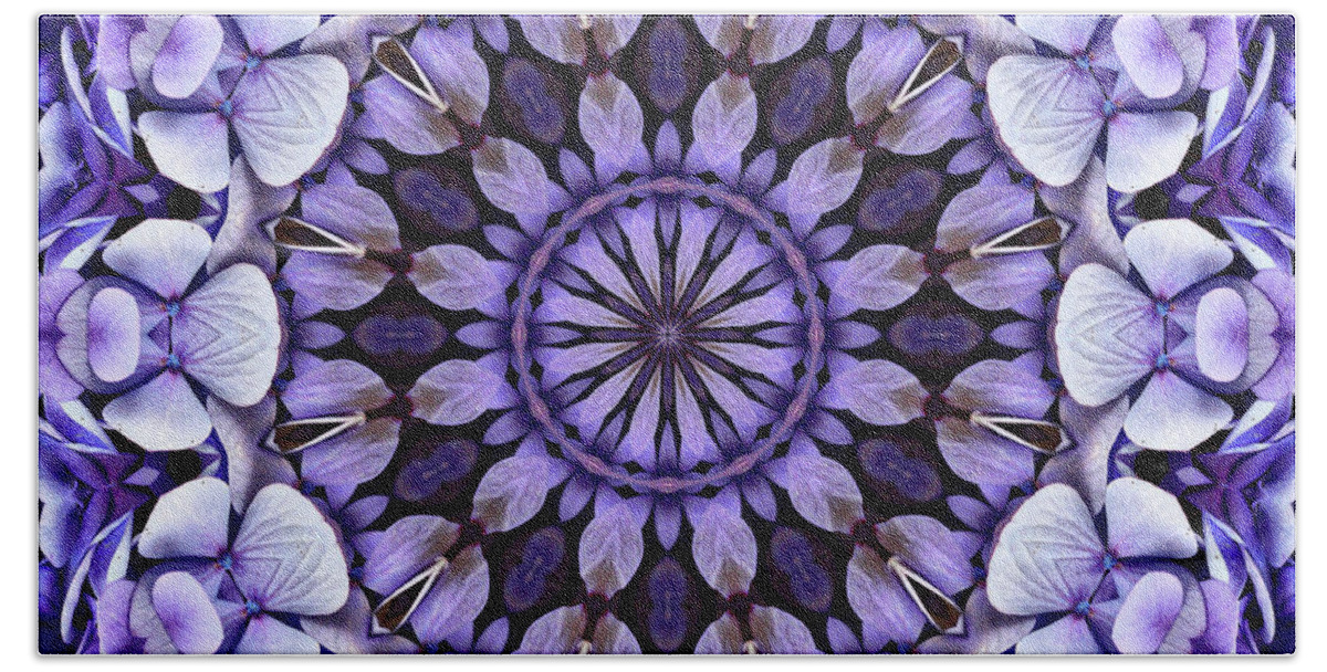 Hydrangea Bath Towel featuring the digital art Blue Hydrangea Flower Petals Abstract by Smilin Eyes Treasures