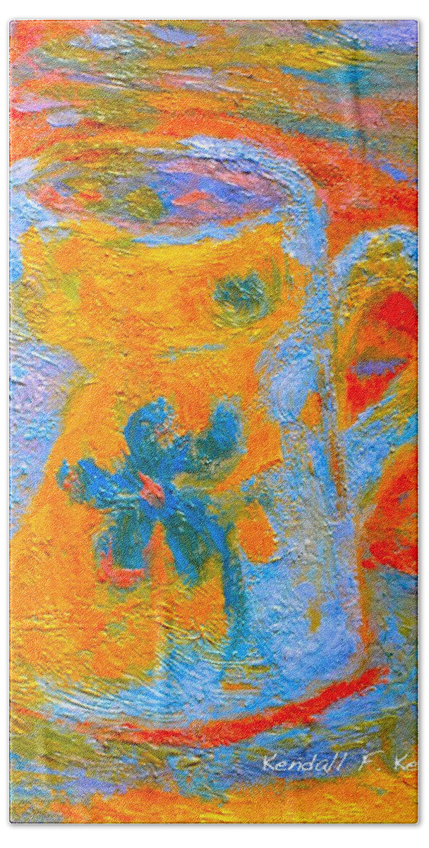 Vase Bath Towel featuring the painting Blue Life by Kendall Kessler