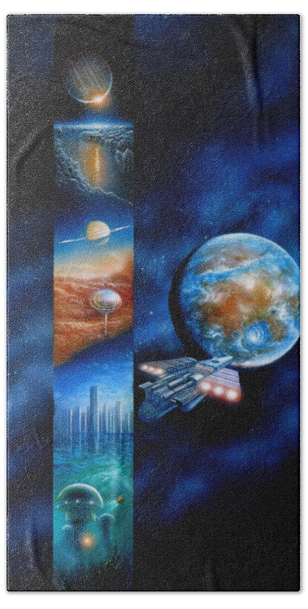 Science Fiction Bath Towel featuring the painting Blue Mars by Don Dixon