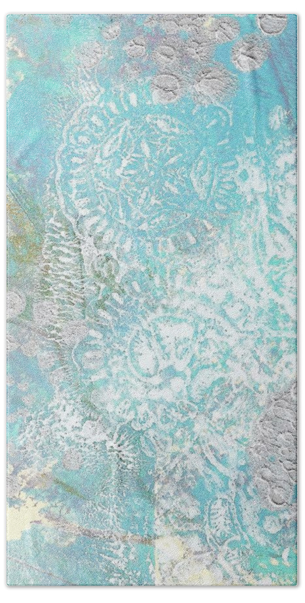 Blue Hand Towel featuring the painting Blue Monoprint 1 by Cynthia Westbrook