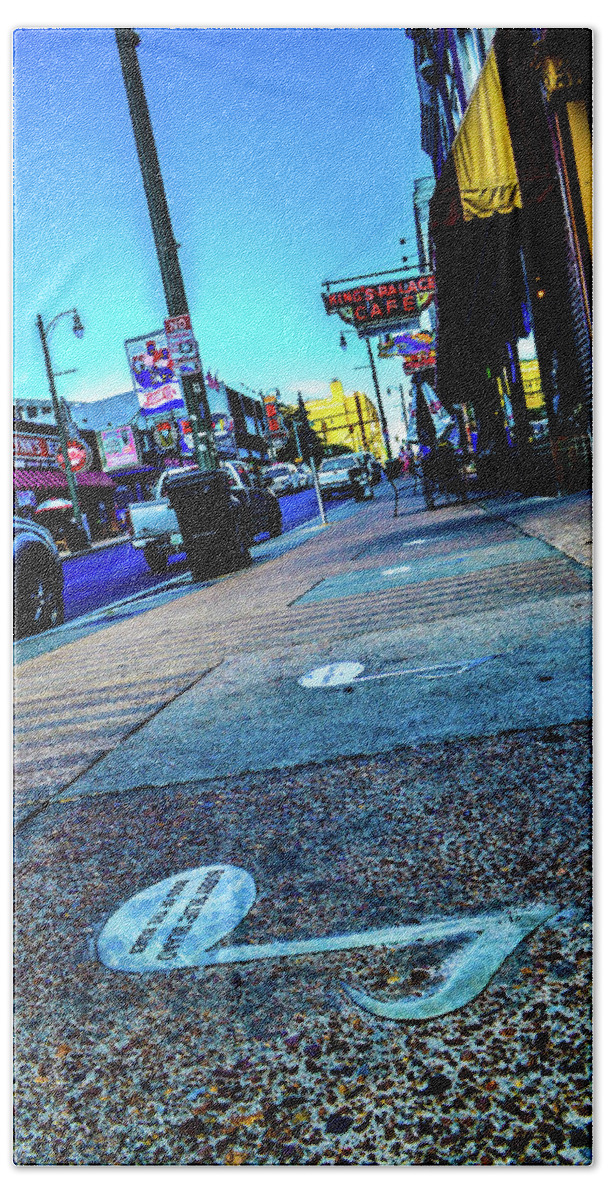 Memphis Hand Towel featuring the photograph Blue Notes on Beale by D Justin Johns