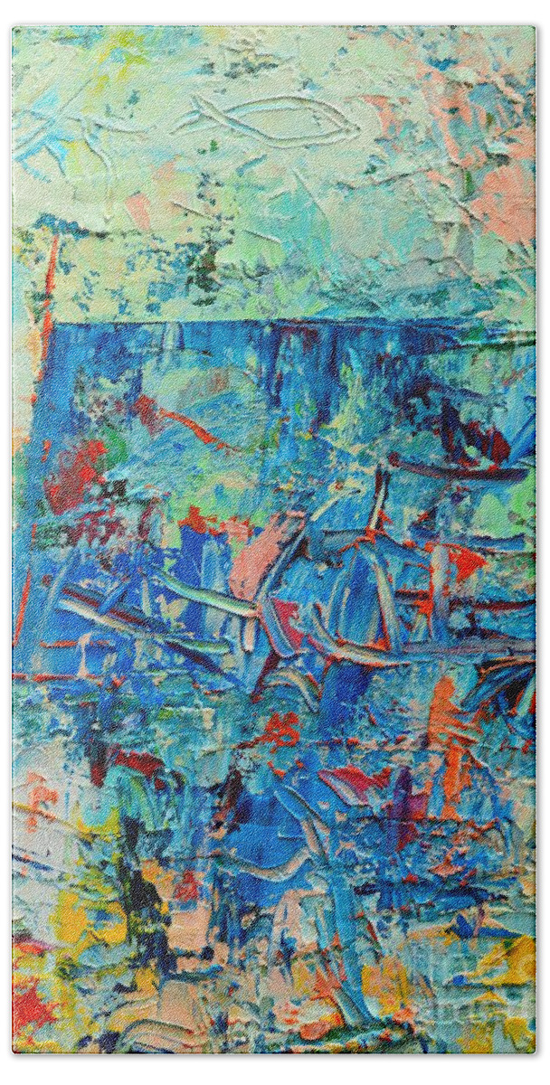 Blue Bath Towel featuring the painting Blue Play 3 by Ana Maria Edulescu