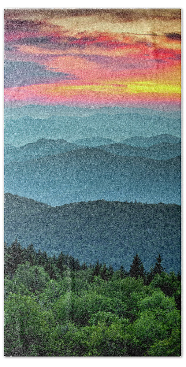 #faatoppicks Bath Towel featuring the photograph Blue Ridge Parkway Sunset - The Great Blue Yonder by Dave Allen