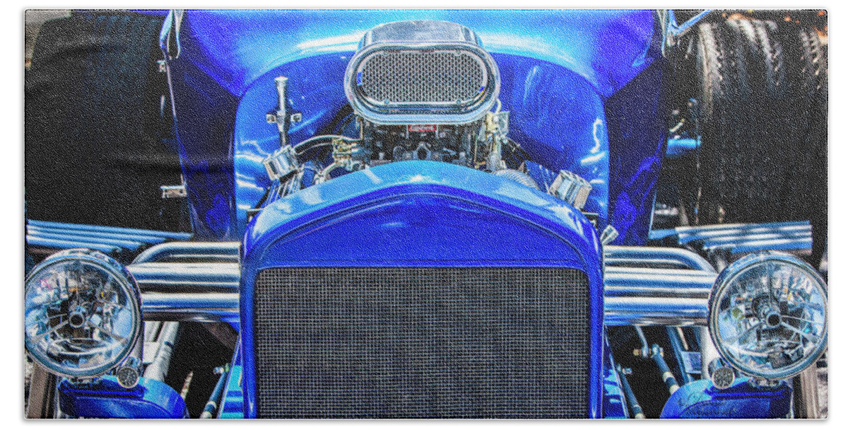 Blue Roadster Hand Towel featuring the photograph Blue Roadster by David Millenheft