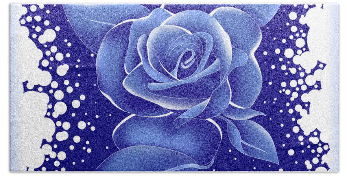 Rose Bath Towel featuring the painting Blue Rose by Alison Stein