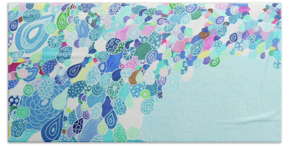 Pattern Art Bath Towel featuring the painting Blue Sea by Beth Ann Scott