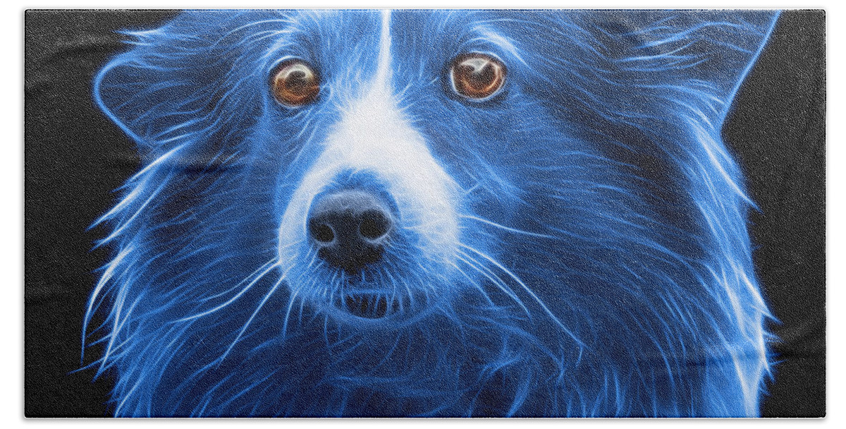 Sheltie Hand Towel featuring the mixed media Blue Shetland Sheepdog Dog Art 9973 - BB by James Ahn