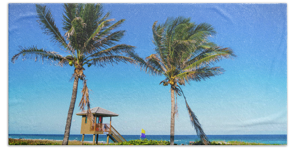 Florida Hand Towel featuring the photograph Blue Sky Palms Delray Beach Florida by Lawrence S Richardson Jr