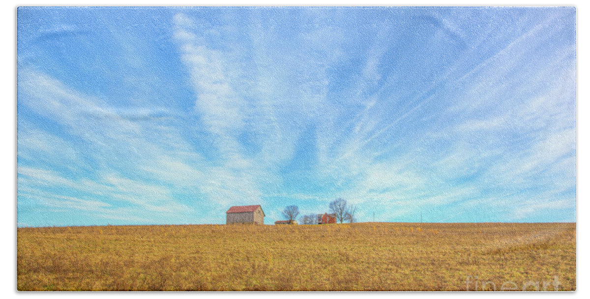 Blue Skys And Yellow Fields Hand Towel featuring the photograph Blue Skys and Yellow Fields by Randy Steele