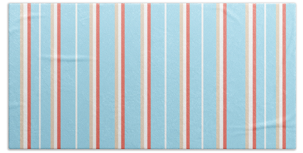 Blue Hand Towel featuring the mixed media Blue Stripe Pattern by Christina Rollo
