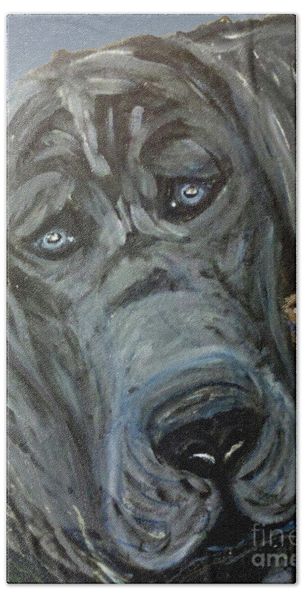 Great Dane Dog Hand Towel featuring the painting Blue Study by Ania M Milo