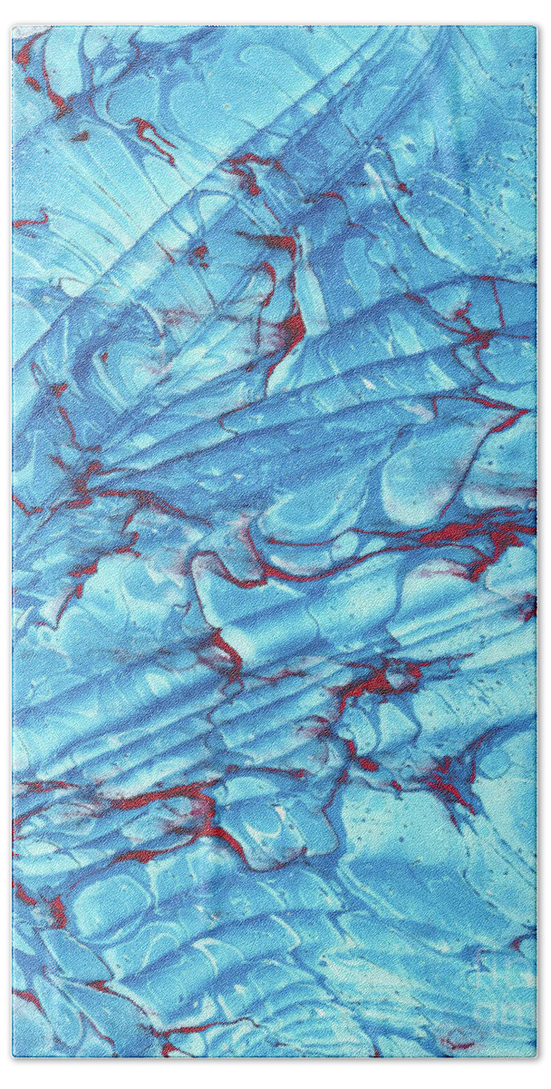 Water Marbling Bath Towel featuring the painting Blue Wave 9 by Daniela Easter