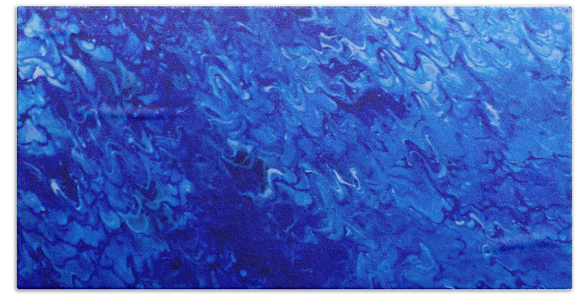 Blue Hand Towel featuring the painting Blue Wave by Thomas Whitlock
