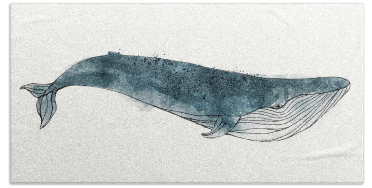 Whale Hand Towel featuring the painting Blue Whale from Whales Chart by Amy Hamilton