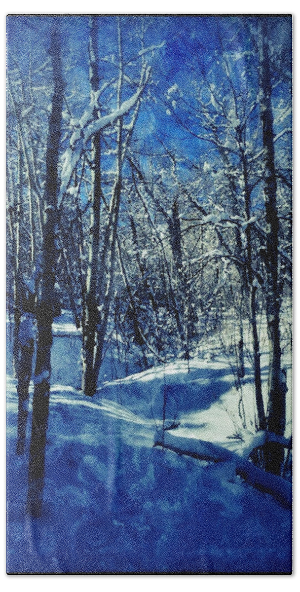 Blue Hand Towel featuring the digital art Blue Winter II by Dan Miller
