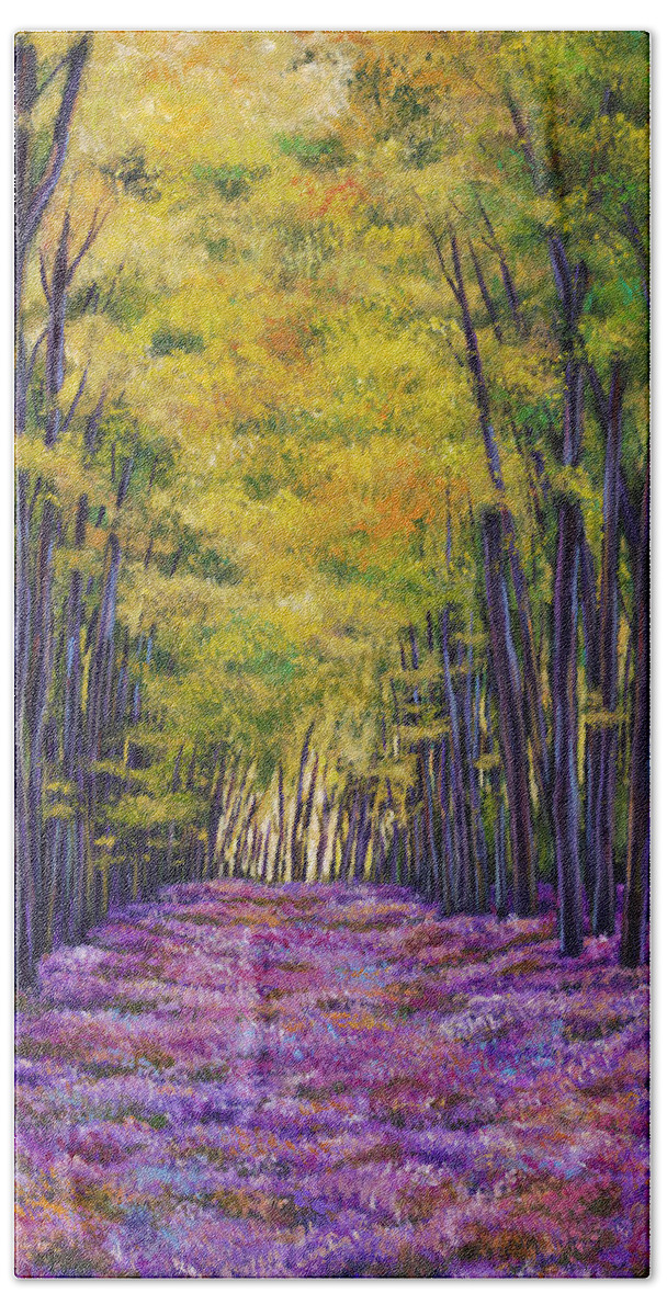 Landscape Art Hand Towel featuring the painting Bluebell Expanse by Johnathan Harris