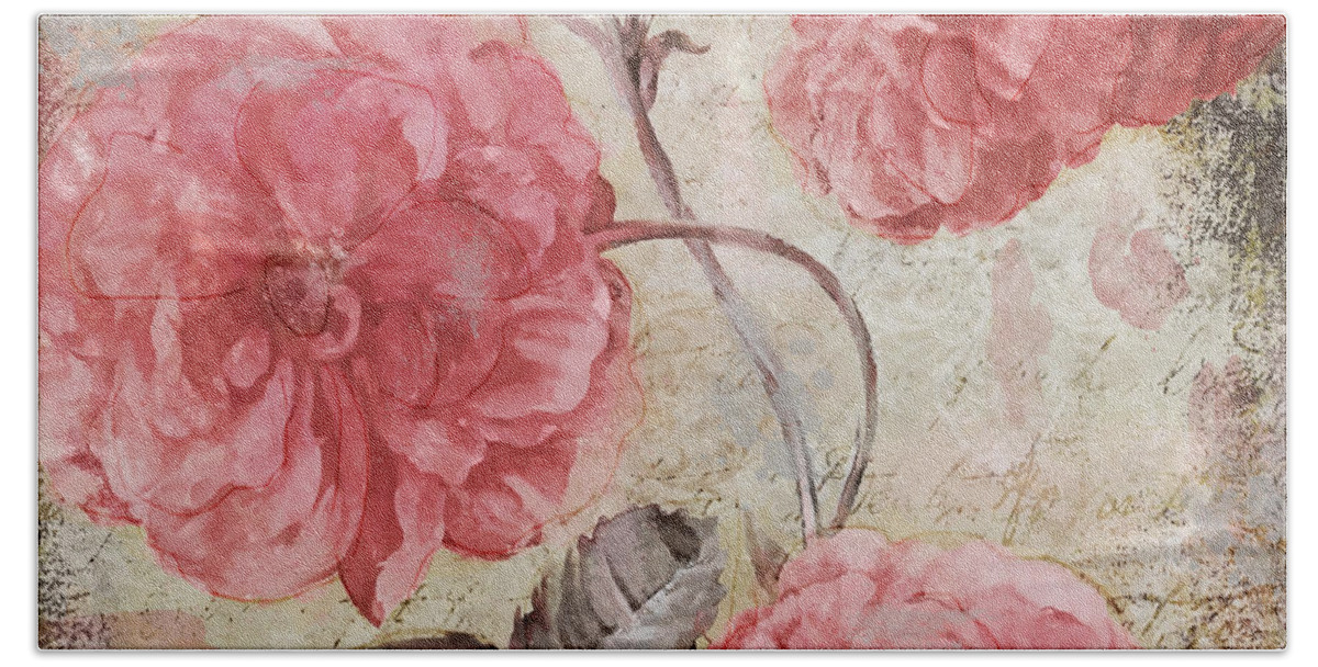 Pink Peony Hand Towel featuring the painting Blush II by Mindy Sommers