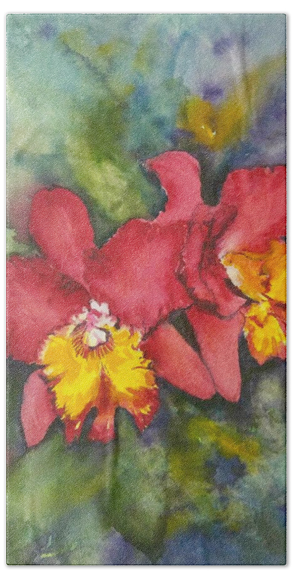 Orchid Hand Towel featuring the painting Blush by Sonia Mocnik