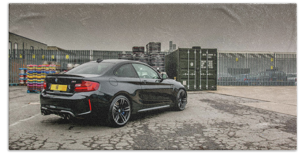 Bmw Bath Towel featuring the photograph BMW M2 Black by Roger Lighterness