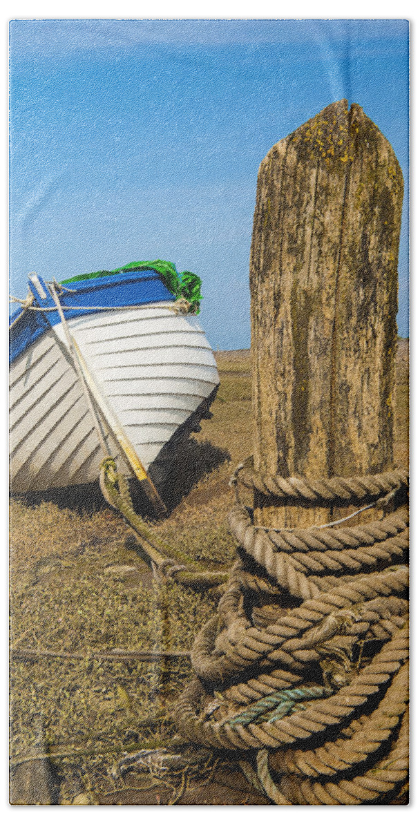 Boat Hand Towel featuring the photograph Boat at Porlock Weir. by John Paul Cullen