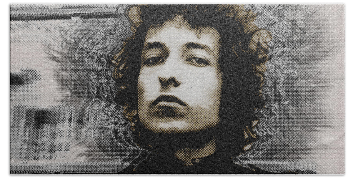 Bob Dylan Bath Towel featuring the painting Bob Dylan 4 by Tony Rubino