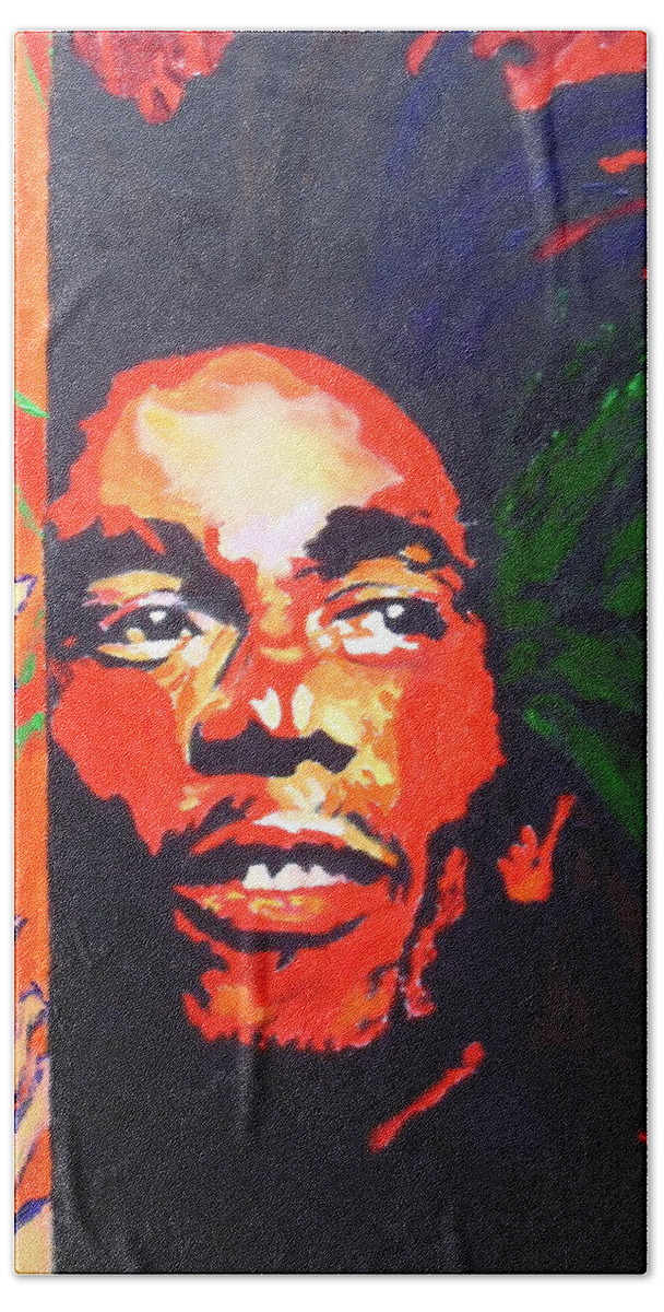 Singer Bath Towel featuring the painting Bob Marley by Jodie Marie Anne Richardson Traugott     aka jm-ART