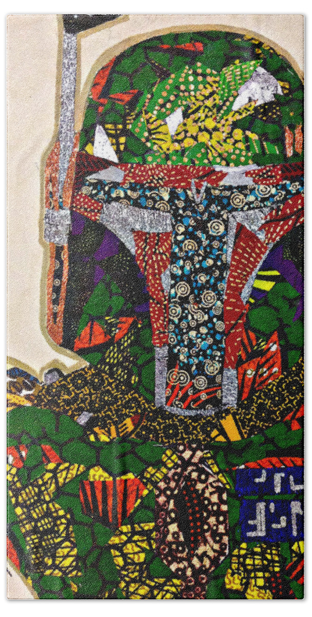 Boba Fett Bath Towel featuring the tapestry - textile Boba Fett Star Wars Afrofuturist Collection by Apanaki Temitayo M