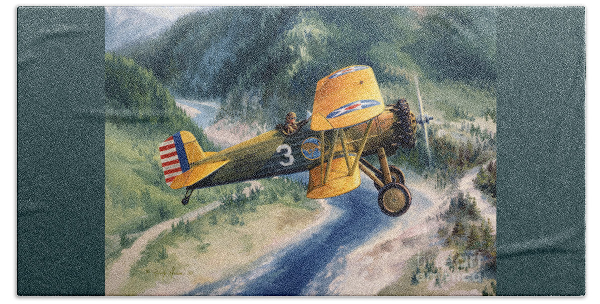 Aviation Art Bath Towel featuring the painting Boeing Country by Randy Green