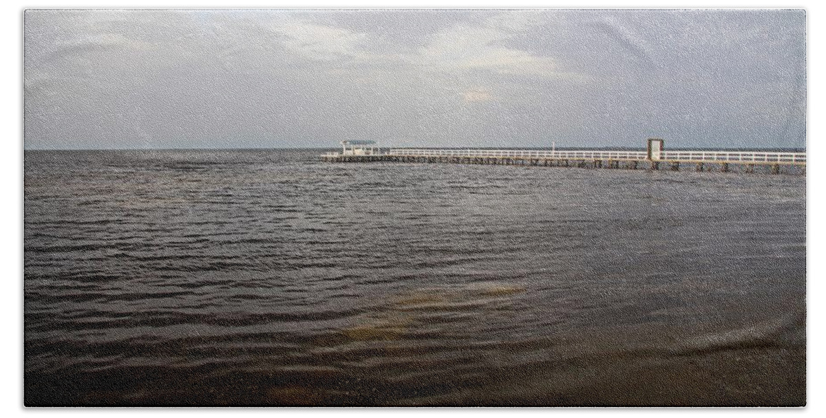 Pier Bath Towel featuring the photograph Bokeelia Before the Storm by Michiale Schneider