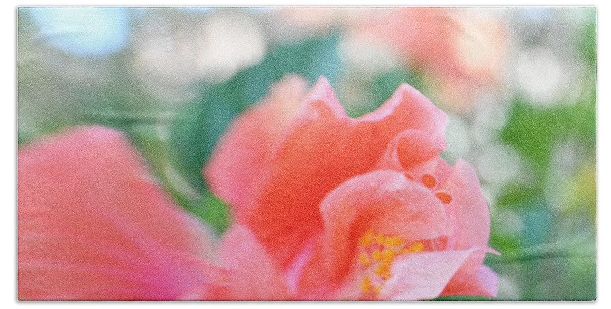 Flower Bath Towel featuring the photograph Bokeh Hibiscus by Artful Imagery