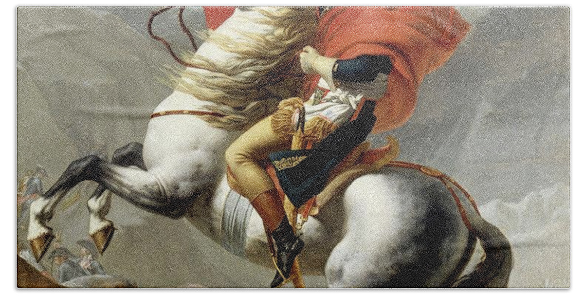 Napoleon Hand Towel featuring the painting Bonaparte Crossing the Alps by Jacques Louis David