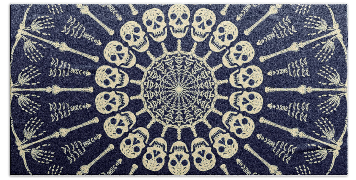 All Saints Day Hand Towel featuring the digital art Bone Mandala by Ronda Broatch