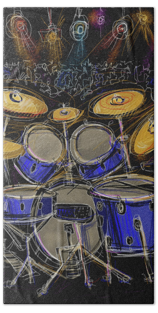Drums Hand Towel featuring the digital art Boom crash by Russell Pierce