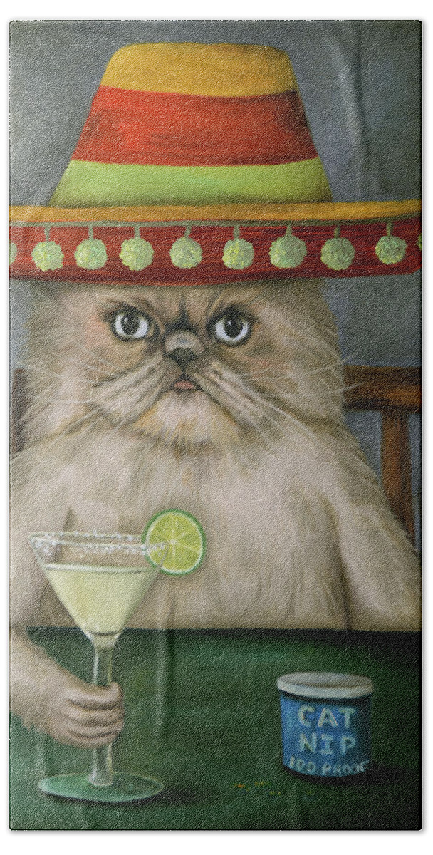 Cat Bath Towel featuring the painting Boozer 3 by Leah Saulnier The Painting Maniac