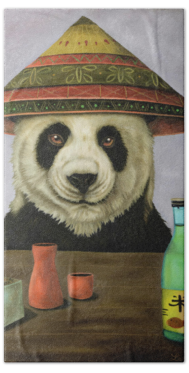 Panda Bath Towel featuring the painting Boozer 4 by Leah Saulnier The Painting Maniac