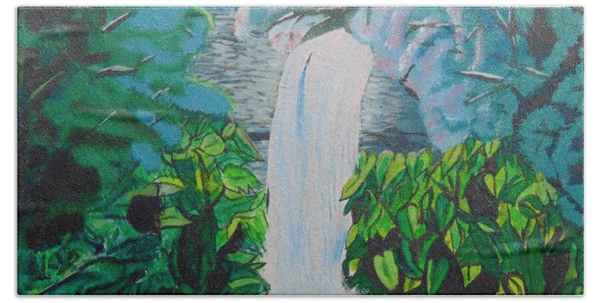 Waterfall Bath Towel featuring the painting Borer's Falls by David Bigelow